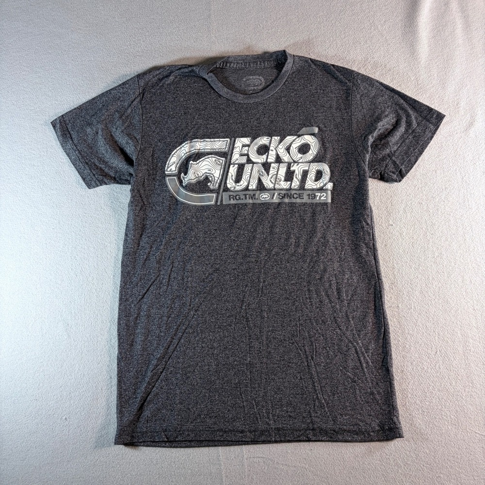 Ecko Unltd Mens Graphic T-Shirt Charcoal Grey Rhino Logo Short Sleeve Size M - Picture 1 of 5